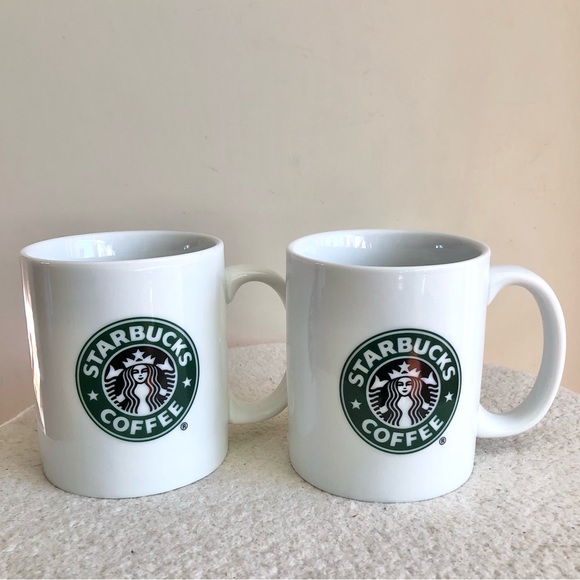 Starbucks Coffee White with Green Logo Mugs 2006 Edition Set of 2 a pair of mugs - Picture 3 of 6
